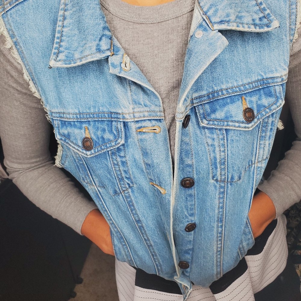 Blue denim vest